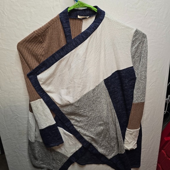 Chrysanthemum Women's 3XL Multicolor Cardigan Brown Blue Gray White Open Sweater - Picture 3 of 8